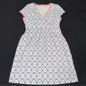 Boden dress casual wrap front size US 12 R geometric‎ pattern cotton blend
